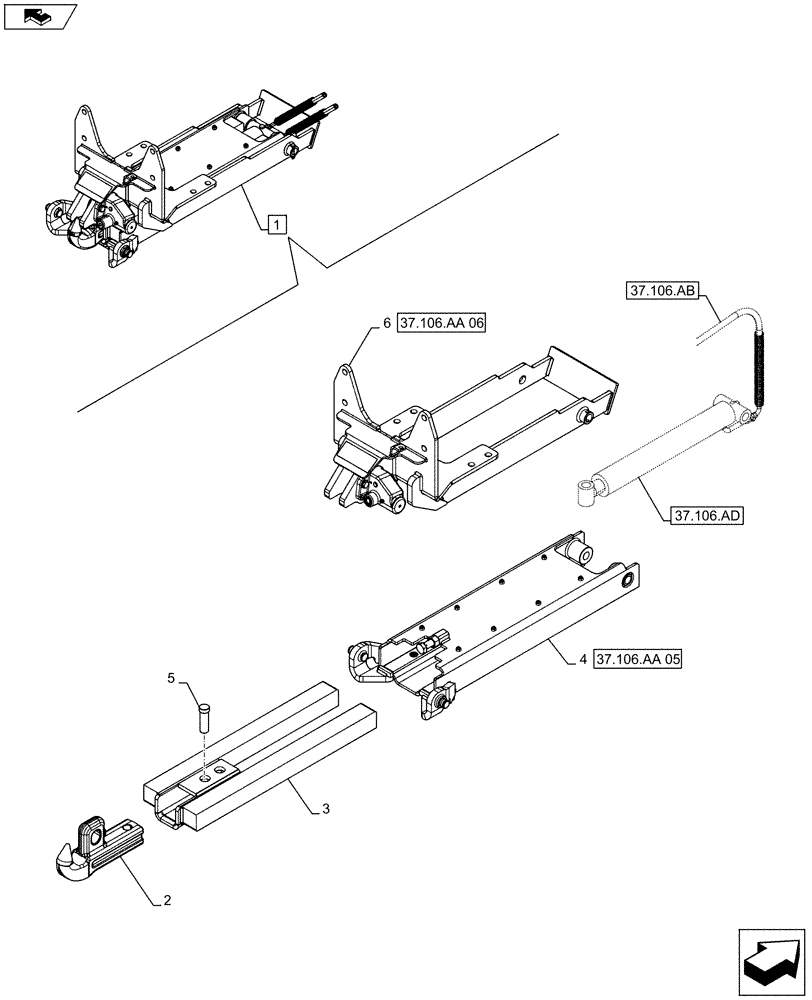 Схема запчастей Case IH FARMALL 115U - (37.106.AA[04]) - VAR - 331945 - AUTOMATIC PICK-UP, TOW HOOK, COMPONENTS, ISO (37) - HITCHES, DRAWBARS & IMPLEMENT COUPLINGS