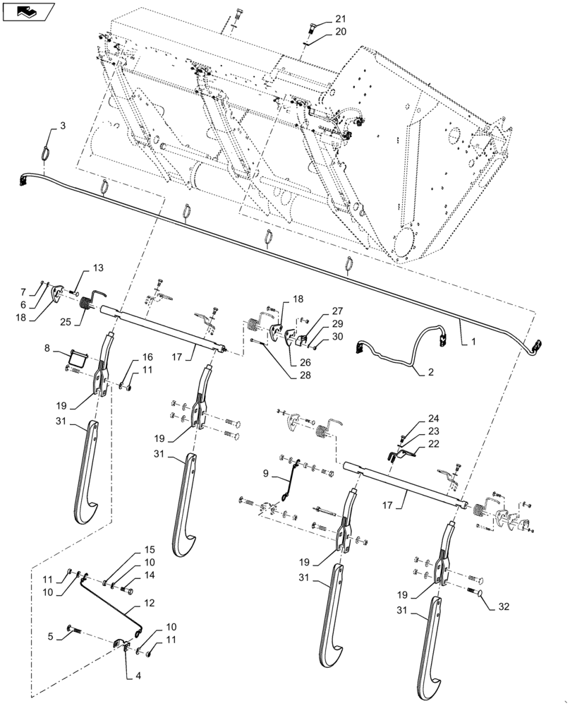 Схема запчастей Case IH 3152 - (58.131.05[03]) - SENSOR ASSY, RIGID AHHC, 35/40/45 FOOT HEADER (58) - ATTACHMENTS/HEADERS