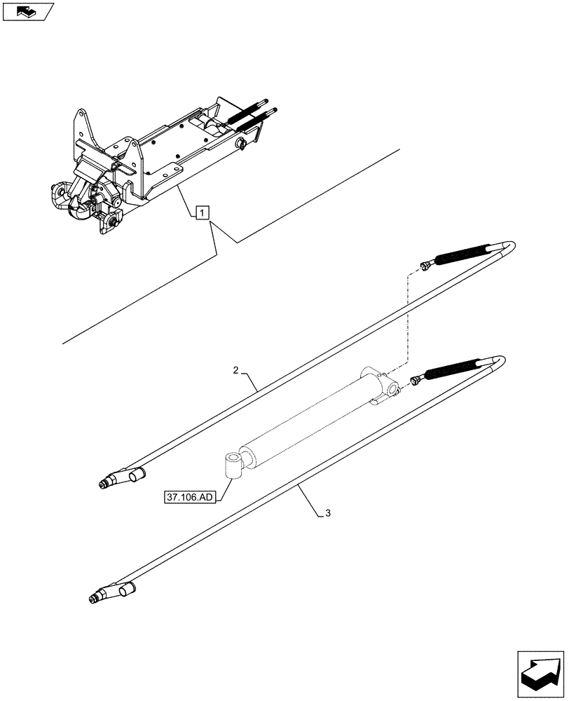 Схема запчастей Case IH FARMALL 105U - (37.106.AB) - VAR - 331945 - AUTOMATIC PICK-UP HITCH, HYDRAULIC LINE, ISO (37) - HITCHES, DRAWBARS & IMPLEMENT COUPLINGS