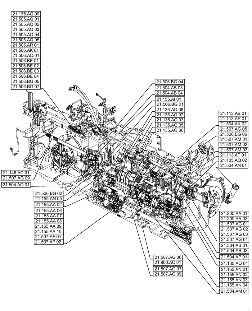 Схема запчастей Case IH MAGNUM 340 - (00.000.21[01]) - PICTORIAL INDEX - TRANSMISSION (00) - GENERAL & PICTORIAL INDEX