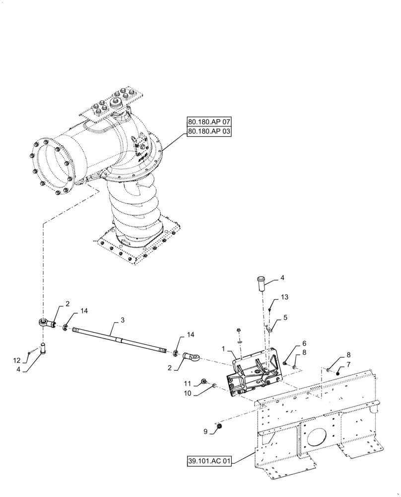 Схема запчастей Case IH 9240 - (80.180.BF) - VAR - 425345, 425347, 425348, 425349, 425350, 425353, 425356 - SUPPORTING ARM, UNLOADING TUBE (80) - CROP STORAGE/UNLOADING