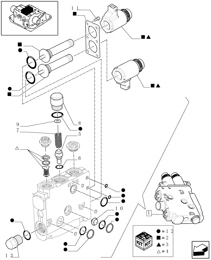 Схема запчастей Case IH MAXXUM 115 - (1.82.7/07D) - ELECTRONIC DRIFT CONTROL VALVE ELEMENT - BREAKDOWN (VAR.330853-330856-330862-331862) (07) - HYDRAULIC SYSTEM