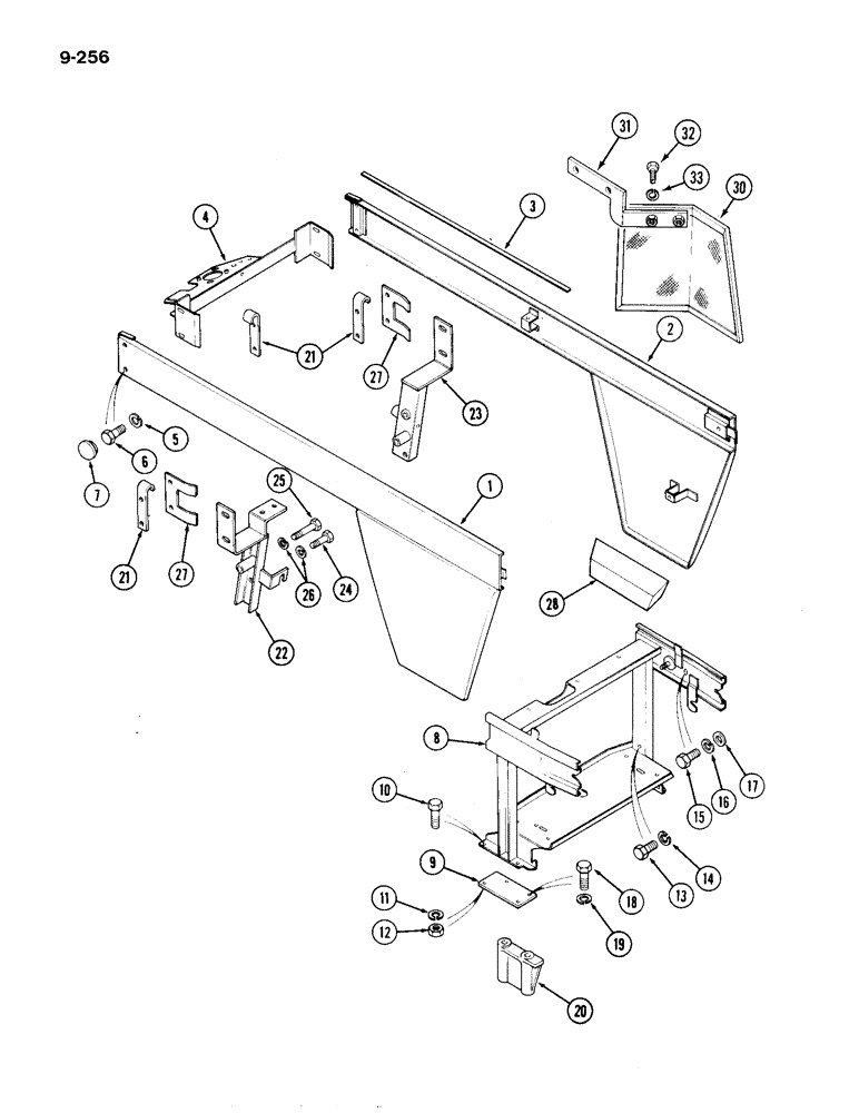 Схема запчастей Case IH 1194 - (9-256) - ENGINE HOOD SIDE FRAME AND SUPPORT (09) - CHASSIS/ATTACHMENTS