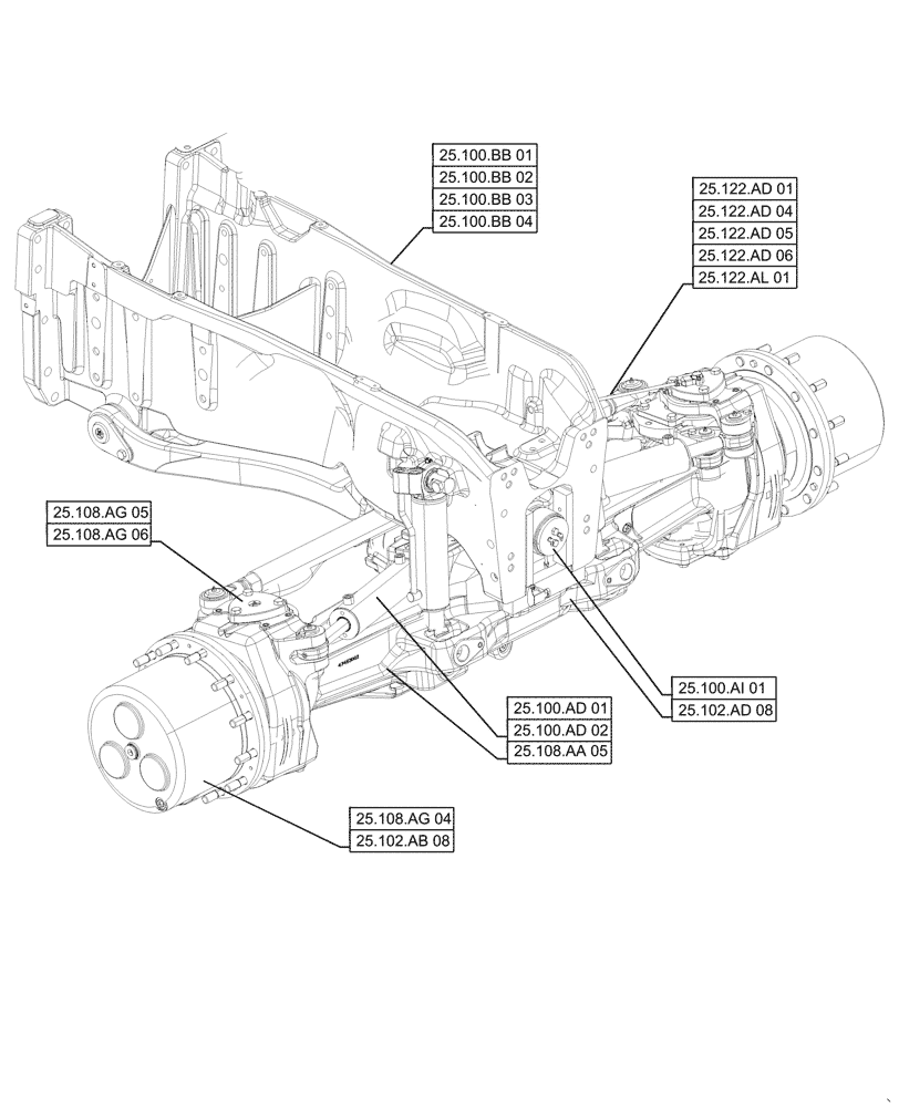 Схема запчастей Case IH MAGNUM 340 - (00.000.25[01]) - PICTORIAL INDEX - FRONT AXLE (00) - GENERAL & PICTORIAL INDEX