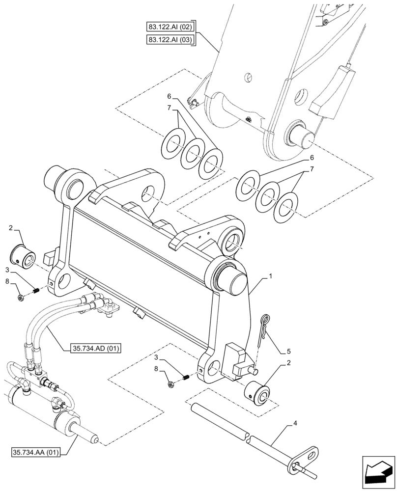 Схема запчастей Case IH FARMLIFT 935 - (89.100.AB[02A]) - VAR - 749009 - CARRIER, FORK - BEGIN SN NEKC31148 (89) - TOOLS