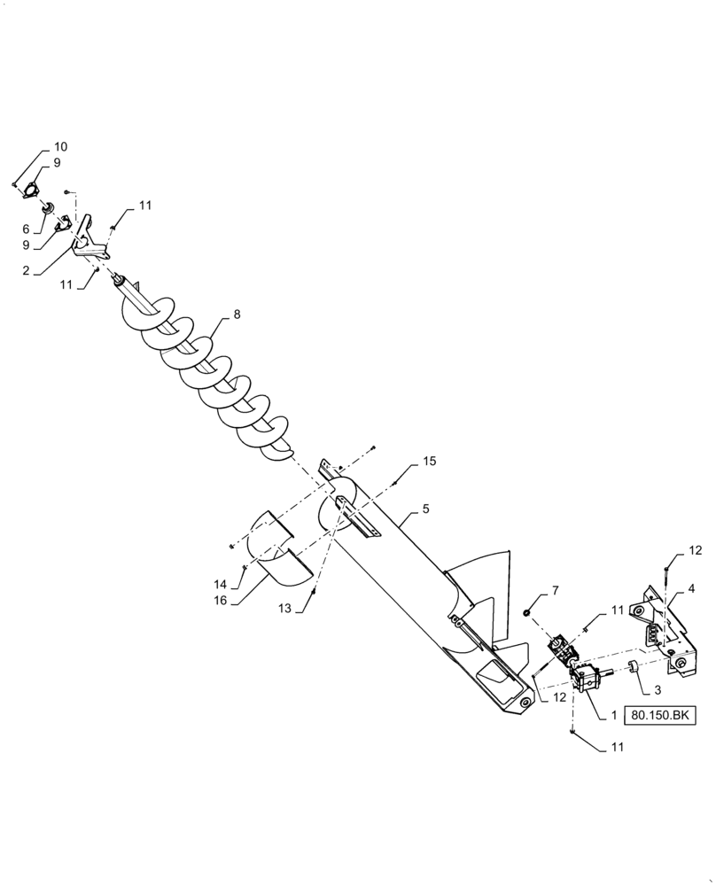 Схема запчастей Case IH 6140 - (80.101.BI) - VAR - 722630, 722632 - BUBBLE-UP AUGER (80) - CROP STORAGE/UNLOADING