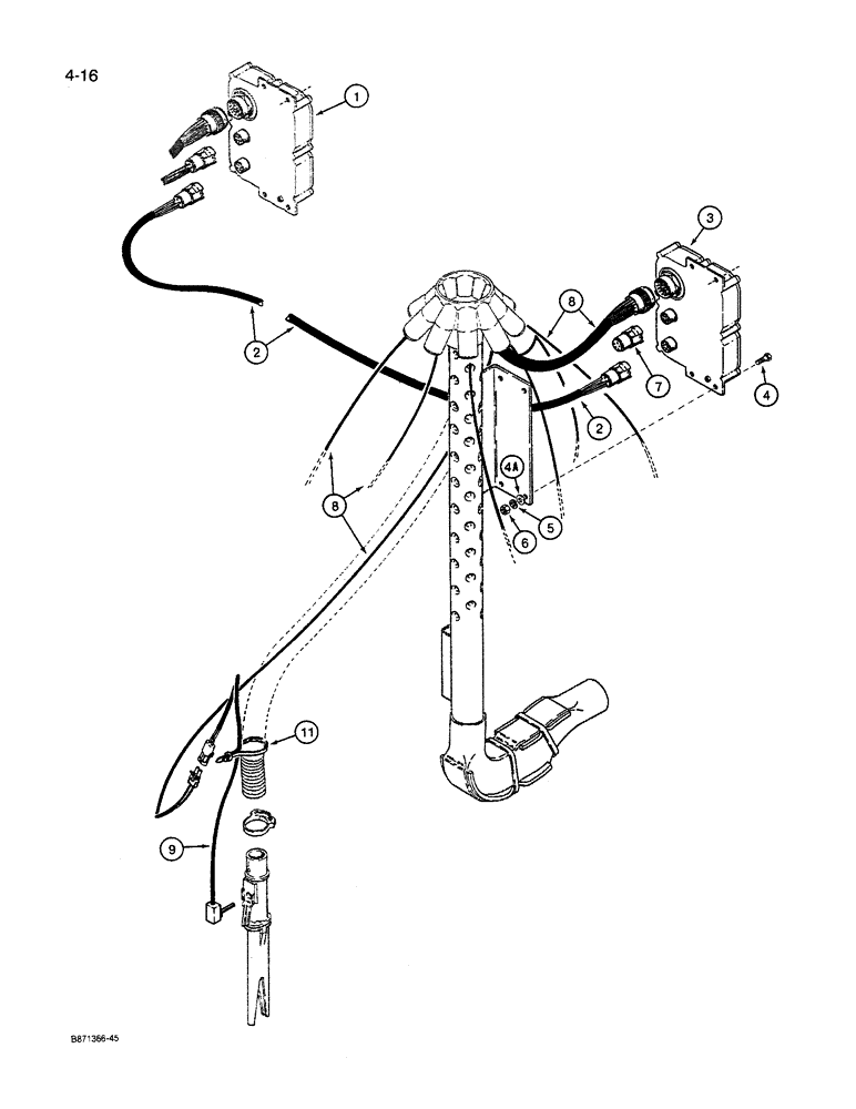 Схема запчастей Case IH 8600 - (4-16) - BLOCKAGE MODULES AND PIN SENSORS, UNITS WITH 6-1/2 INCH ROW SPACING AND BLOCKAGE MONITOR SYSTEM (04) - ELECTRICAL SYSTEMS