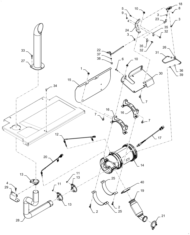 Схема запчастей Case IH SR250 - (10.500.AS) - EXHAUST (22-SEP-2014 & NEWER) (10) - ENGINE