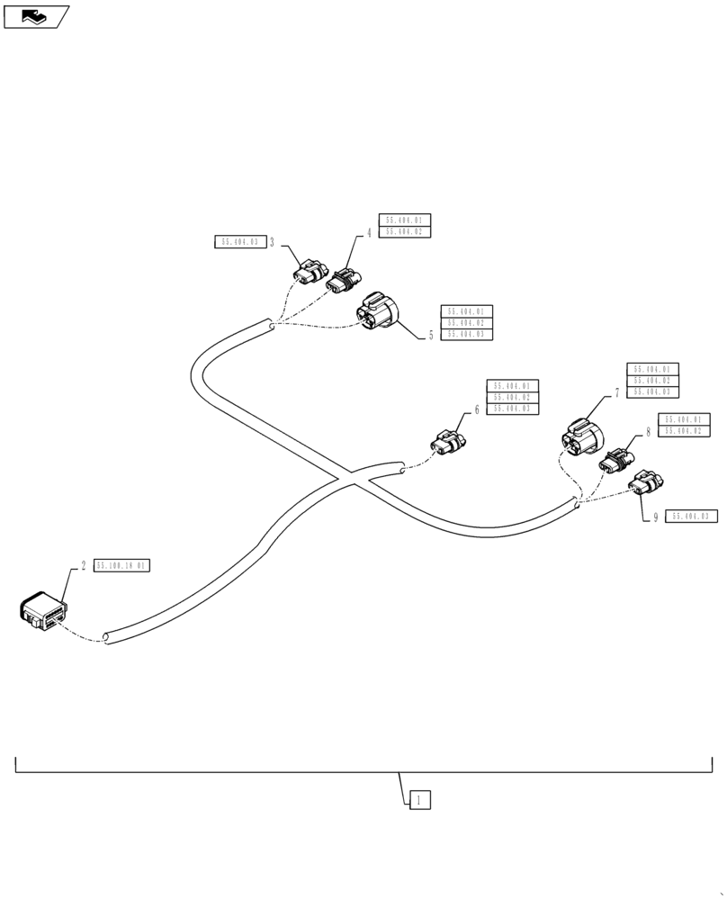 Схема запчастей Case IH TITAN 3540 - (55.404.AQ [06]) - HOOD LIGHT HARNESS, 3040, 3540 (55) - ELECTRICAL SYSTEMS