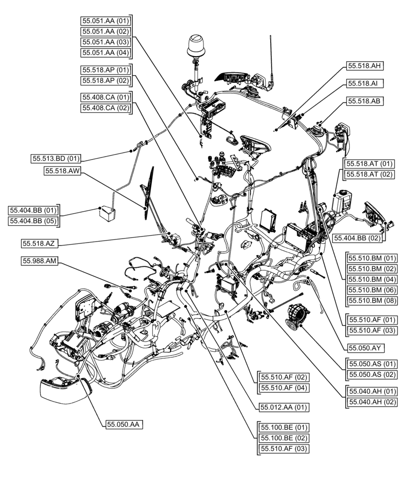Схема запчастей Case IH FARMALL 120C - (00.000.55[05]) - PICTORIAL INDEX - ELECTRICAL SYSTEMS (00) - GENERAL & PICTORIAL INDEX