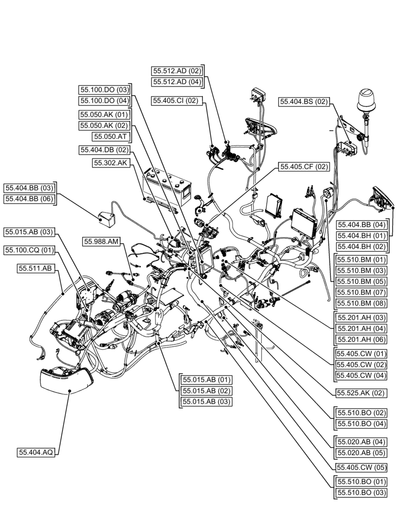 Схема запчастей Case IH FARMALL 120C - (00.000.55[04]) - PICTORIAL INDEX - ELECTRICAL SYSTEMS (00) - GENERAL & PICTORIAL INDEX