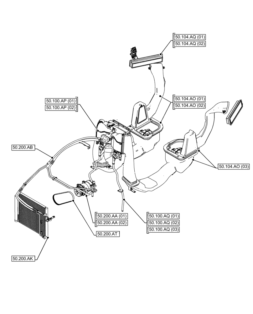 Схема запчастей Case IH FARMALL 120C - (00.000.50) - PICTORIAL INDEX - CAB CLIMATE CONTROL (00) - GENERAL & PICTORIAL INDEX