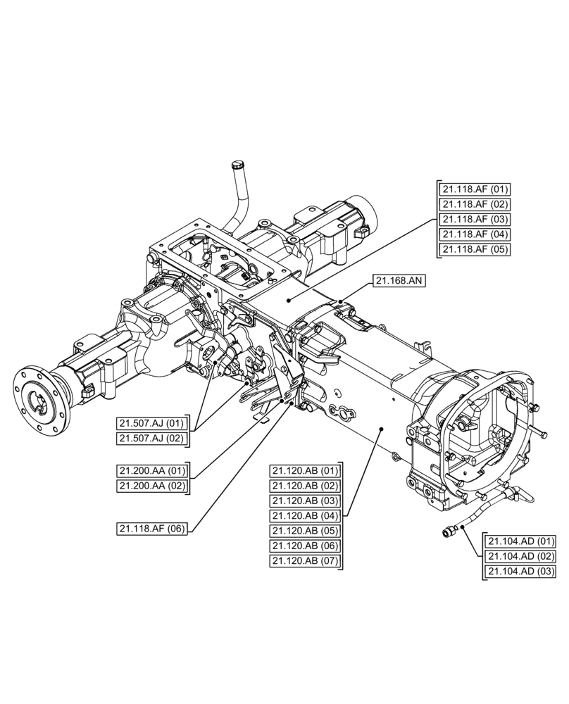 Схема запчастей Case IH FARMALL 120C - (21.000.00[03]) - SECTION INDEX - TRANSMISSION (21) - TRANSMISSION