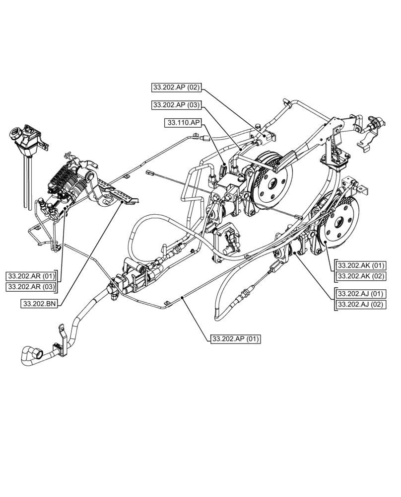Схема запчастей Case IH FARMALL 120C - (00.000.33) - PICTORIAL INDEX - BRAKES & CONTROLS (00) - GENERAL & PICTORIAL INDEX
