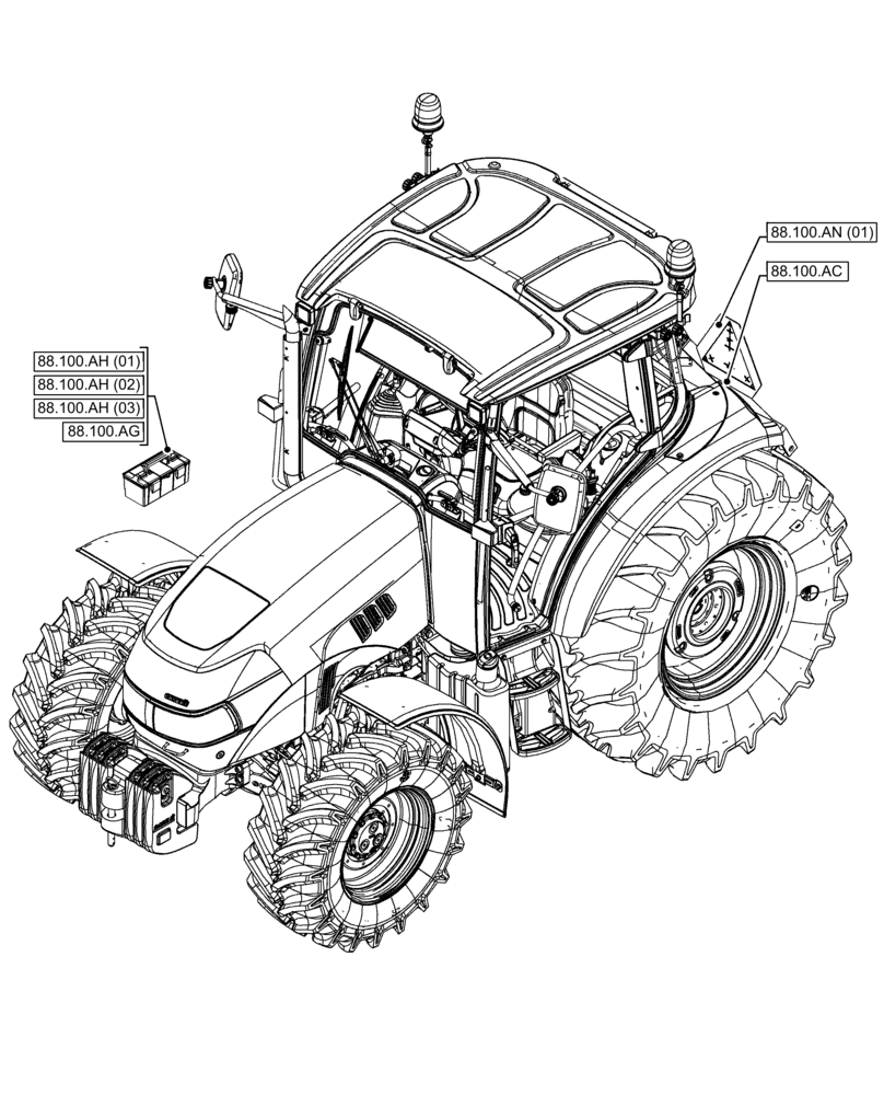 Схема запчастей Case IH FARMALL 120C - (88.000.00[01]) - SECTION INDEX - ACCESSORIES (88) - ACCESSORIES