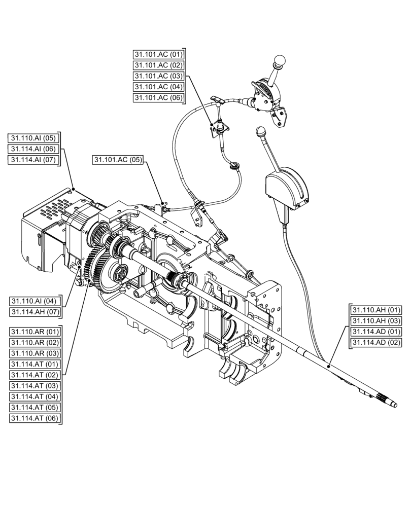 Схема запчастей Case IH FARMALL 120C - (00.000.31[02]) - PICTORIAL INDEX - IMPLEMENT POWER TAKE-OFF (00) - GENERAL & PICTORIAL INDEX