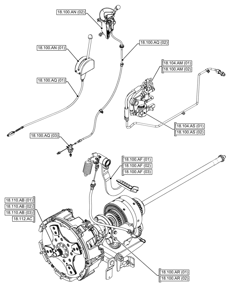 Схема запчастей Case IH FARMALL 120C - (18.000.00) - SECTION INDEX - CLUTCH (18) - CLUTCH