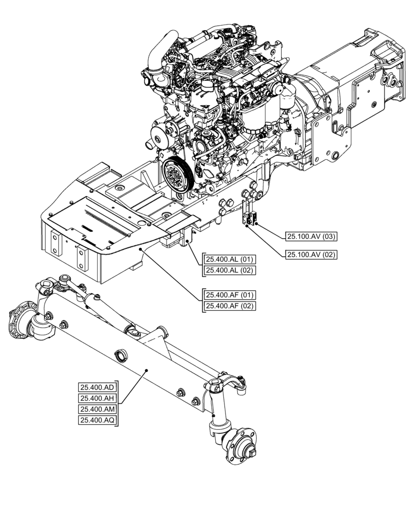Схема запчастей Case IH FARMALL 120C - (00.000.25[01]) - PICTORIAL INDEX - FRONT AXLE SYSTEM (00) - GENERAL & PICTORIAL INDEX