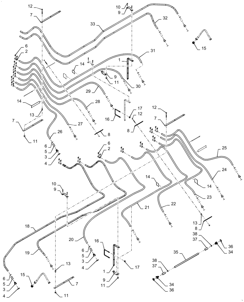 Схема запчастей Case IH 1240 - (80.150.18) - BULK FILL - SEED HOSES, 16/31 ROW (80) - CROP STORAGE/UNLOADING