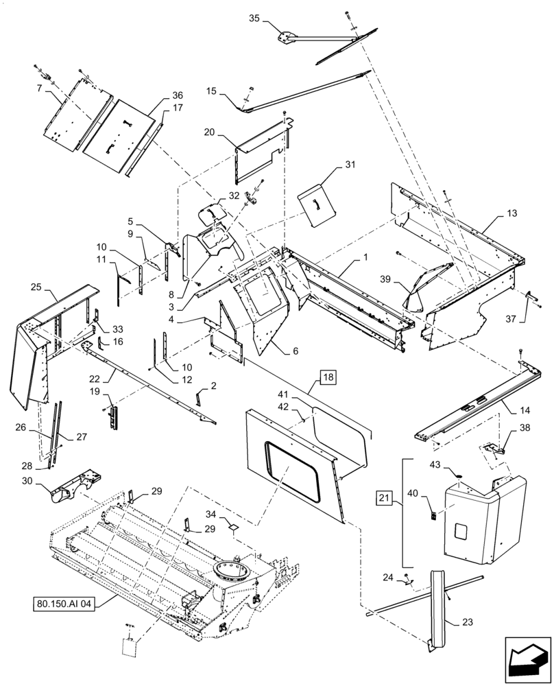 Схема запчастей Case IH 7230 - (80.150.AR[07]) - VAR - 425367, 425371, 425373 - GRAIN TANK, ASN YDG222004 (80) - CROP STORAGE/UNLOADING