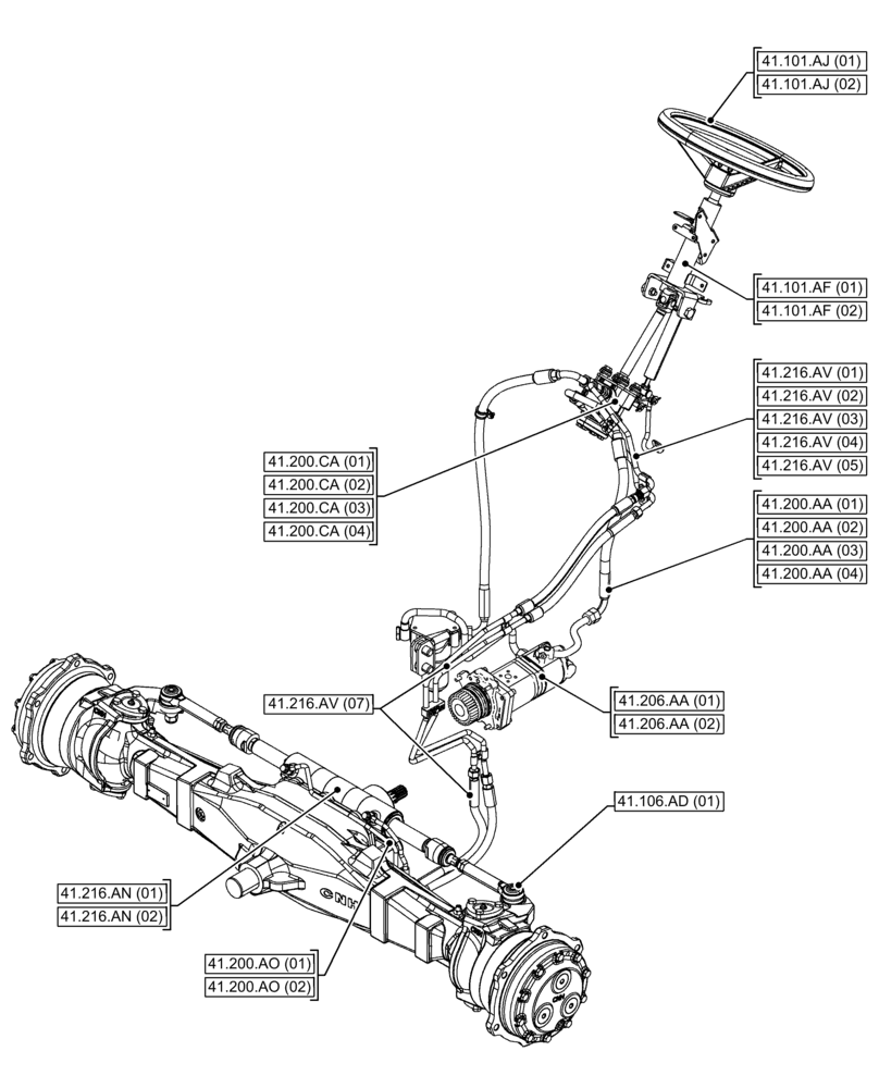 Схема запчастей Case IH FARMALL 120C - (00.000.41[01]) - PICTORIAL INDEX - STEERING (00) - GENERAL & PICTORIAL INDEX
