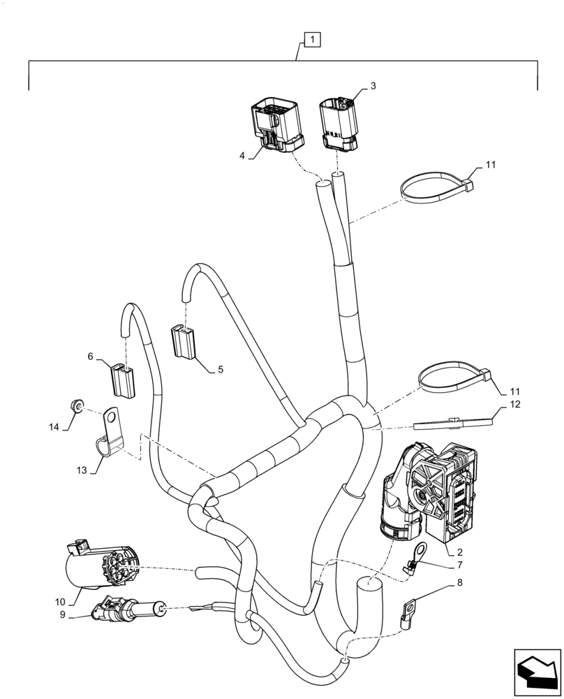 Схема запчастей Case IH MAGNUM 340 - (55.100.BZ[01]) - WIRE HARNESS, REAR (55) - ELECTRICAL SYSTEMS