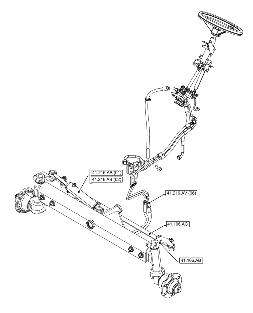 Схема запчастей Case IH FARMALL 120C - (00.000.41[02]) - PICTORIAL INDEX - STEERING (00) - GENERAL & PICTORIAL INDEX