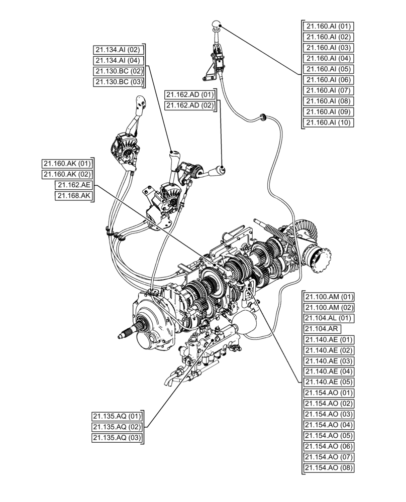 Схема запчастей Case IH FARMALL 120C - (21.000.00[02]) - SECTION INDEX - TRANSMISSION (21) - TRANSMISSION
