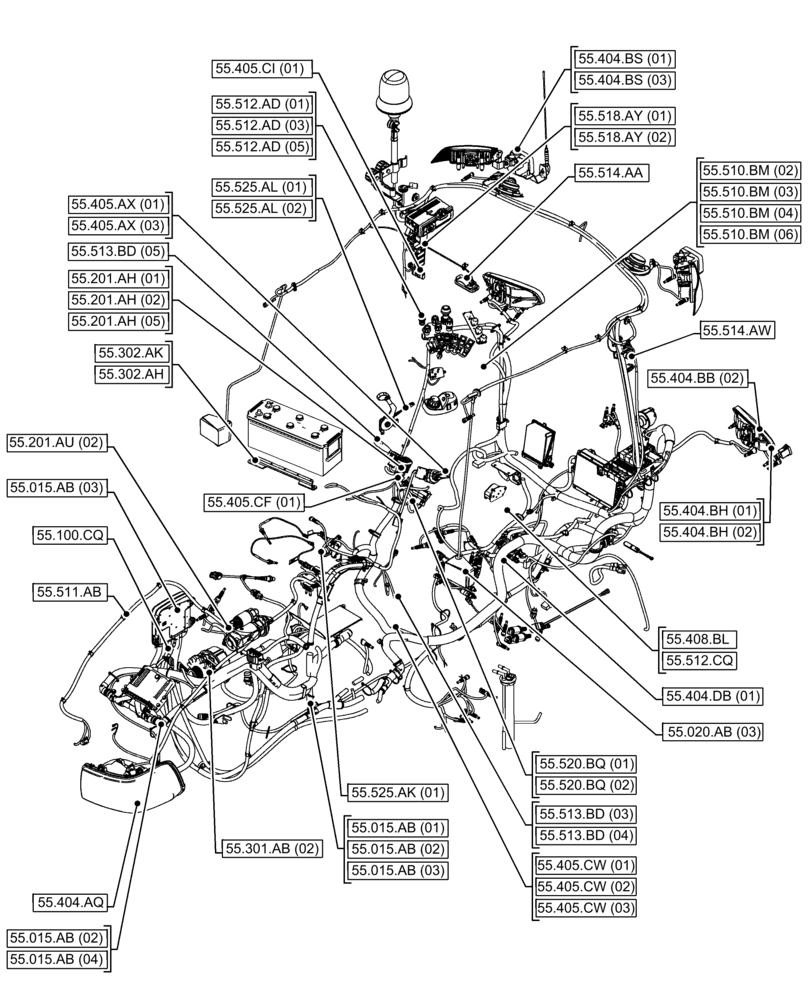 Схема запчастей Case IH FARMALL 120C - (00.000.55[03]) - PICTORIAL INDEX - ELECTRICAL SYSTEMS (00) - GENERAL & PICTORIAL INDEX