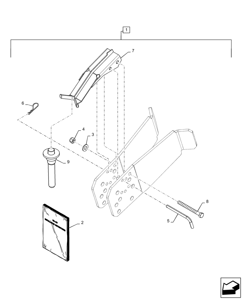 Схема запчастей Case IH RB465 - (88.100.37[02]) - DIA KIT, LOCKING HITCH PIN AND PTO SUPPORT (88) - ACCESSORIES