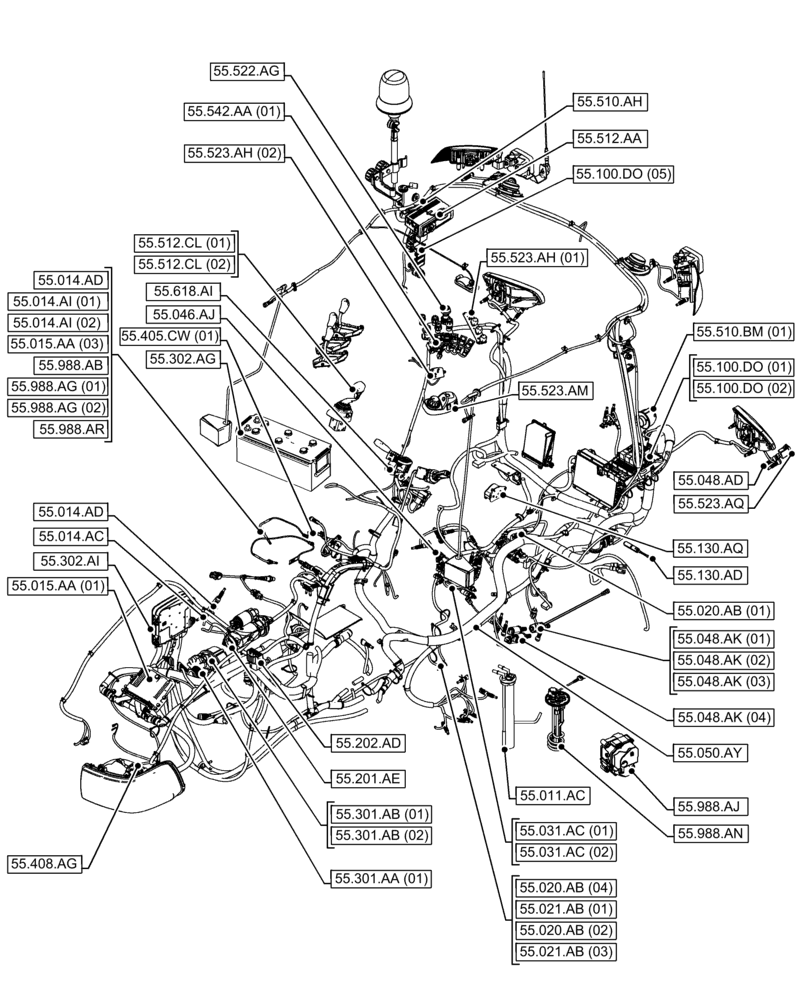 Схема запчастей Case IH FARMALL 120C - (00.000.55[01]) - PICTORIAL INDEX - ELECTRICAL SYSTEMS (00) - GENERAL & PICTORIAL INDEX