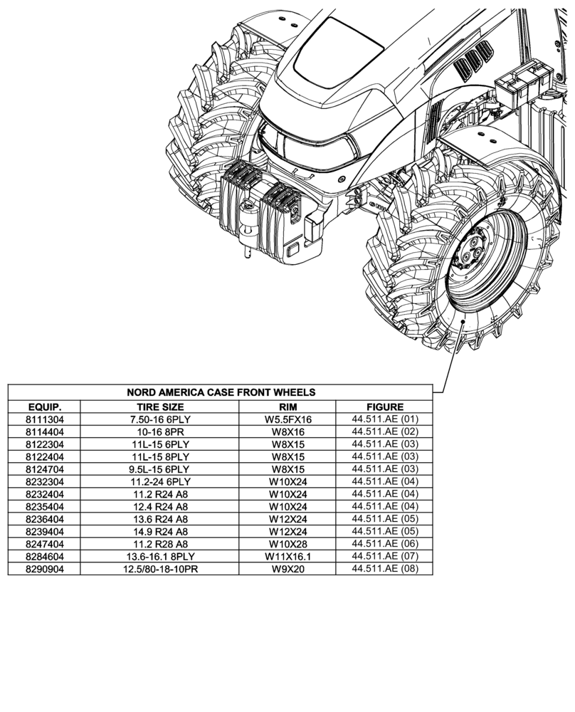 Схема запчастей Case IH FARMALL 120C - (44.000.00[01]) - SECTION INDEX - WHEELS (44) - WHEELS