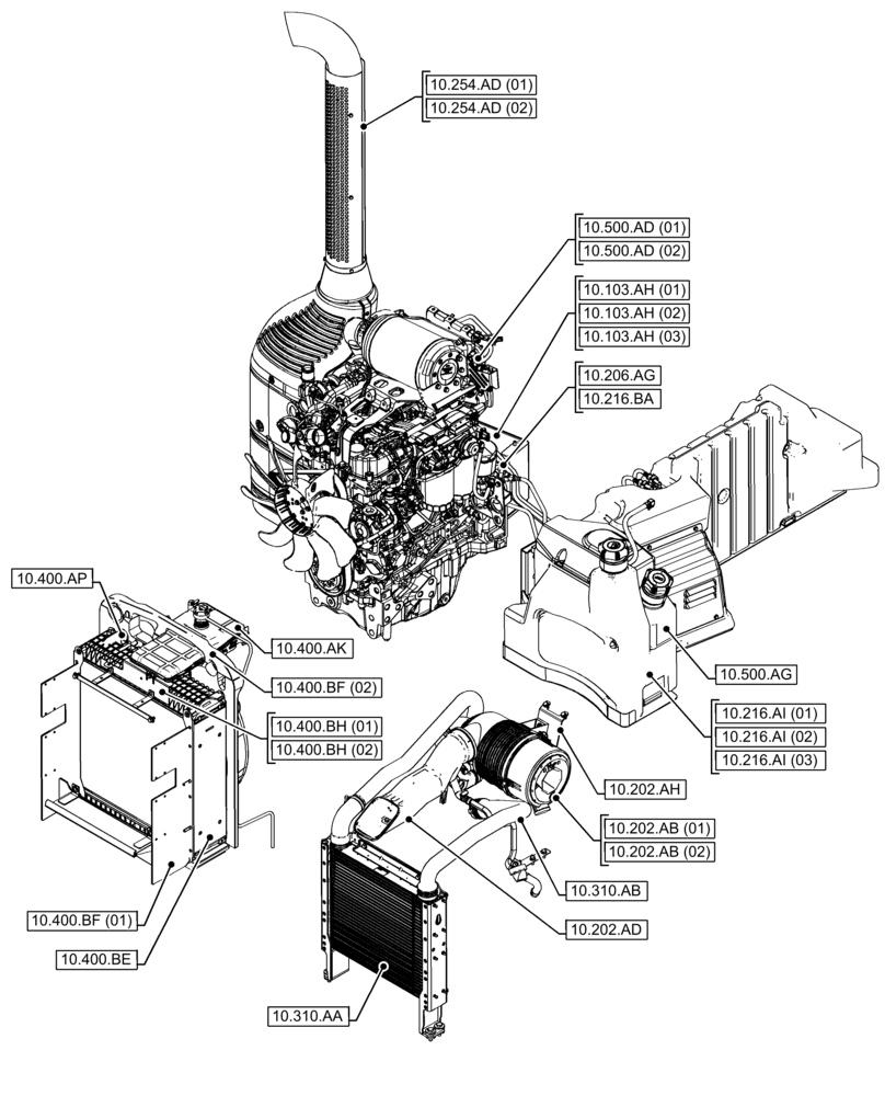 Схема запчастей Case IH FARMALL 120C - (00.000.10[01]) - PICTORIAL INDEX - ENGINE (00) - GENERAL & PICTORIAL INDEX