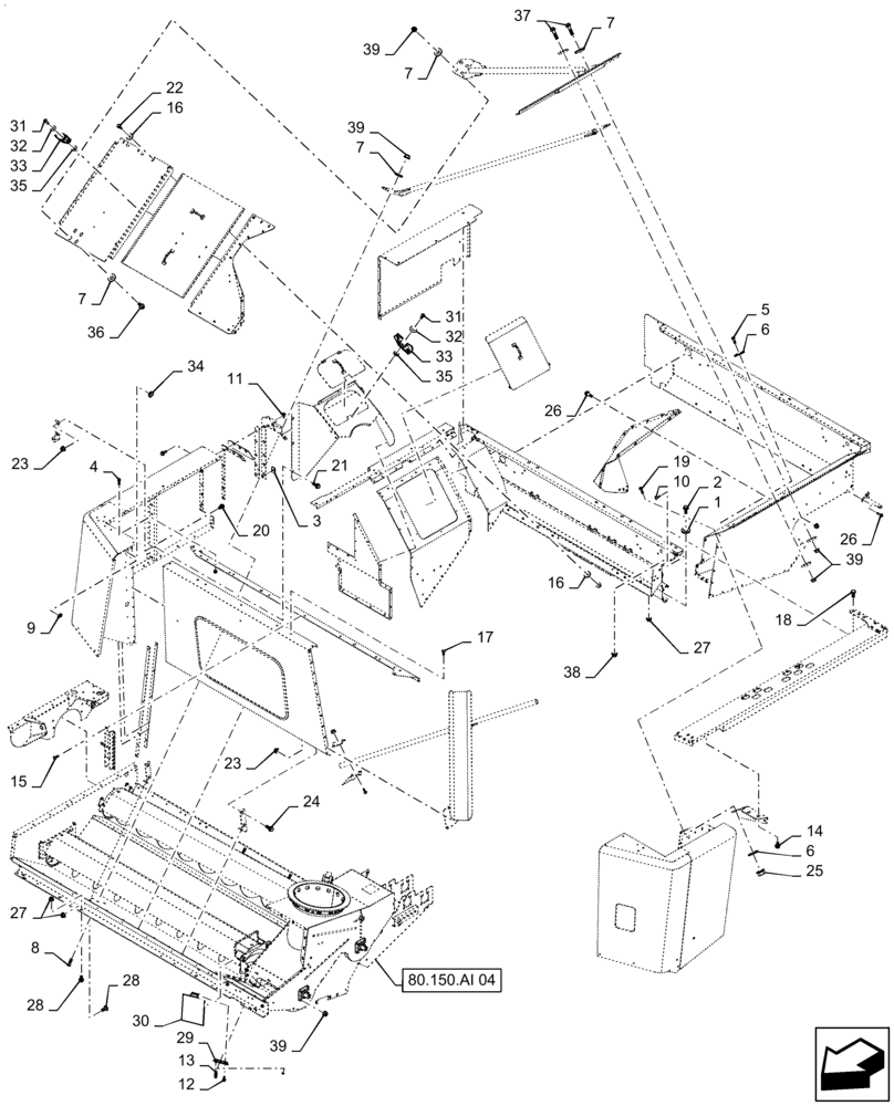 Схема запчастей Case IH 7230 - (80.150.AR[08]) - VAR - 425367, 425371, 425373 - GRAIN TANK, FASTENER, ASN YDG222004 (80) - CROP STORAGE/UNLOADING