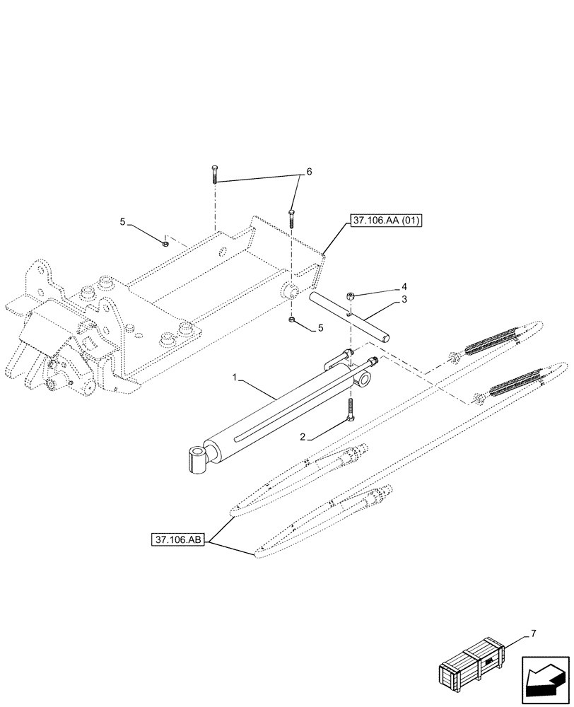 Схема запчастей Case IH MAXXUM 135 - (37.106.AD ) - VAR - 758465 - AUTOMATIC HITCH, CYLINDER (37) - HITCHES, DRAWBARS & IMPLEMENT COUPLINGS