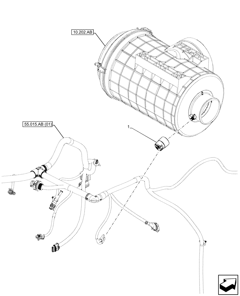 Схема запчастей Case IH MAXXUM 150 - (55.014.AC) - VAR - 392194, 392210, 758400, 758588 - AIR CLEANER, SENSOR (55) - ELECTRICAL SYSTEMS