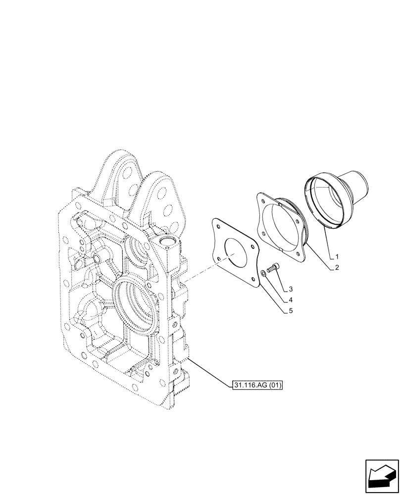 Схема запчастей Case IH MAXXUM 145 - (31.116.AF[02]) - VAR - 758458, 758459, 758460, 758461, 758462, 758463, 758464 - PTO SHAFT, COVER (FRANCE, ITALY, GERMANY) (31) - IMPLEMENT POWER TAKE OFF