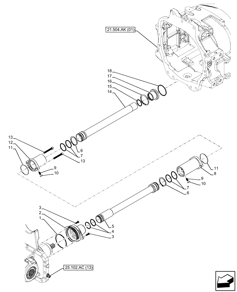 Схема запчастей Case IH MAXXUM 115 - (23.314.AG[02]) - VAR - 758426 - DRIVE SHAFT, UNIVERSAL JOINT (23) - FOUR WHEEL DRIVE SYSTEM