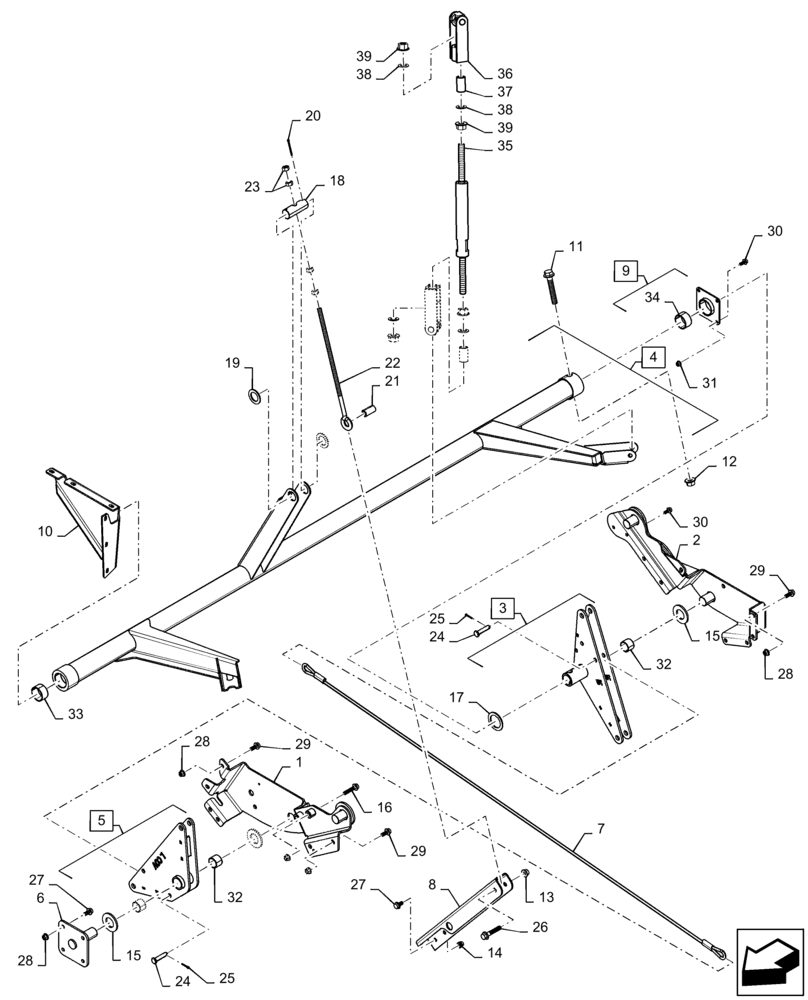 Схема запчастей Case IH 9230 - (80.150.BF[04]) - VAR - 425252126, 425252136, 425373076, 425373086 - LINKAGE, COVER, GRAIN TANK (80) - CROP STORAGE/UNLOADING