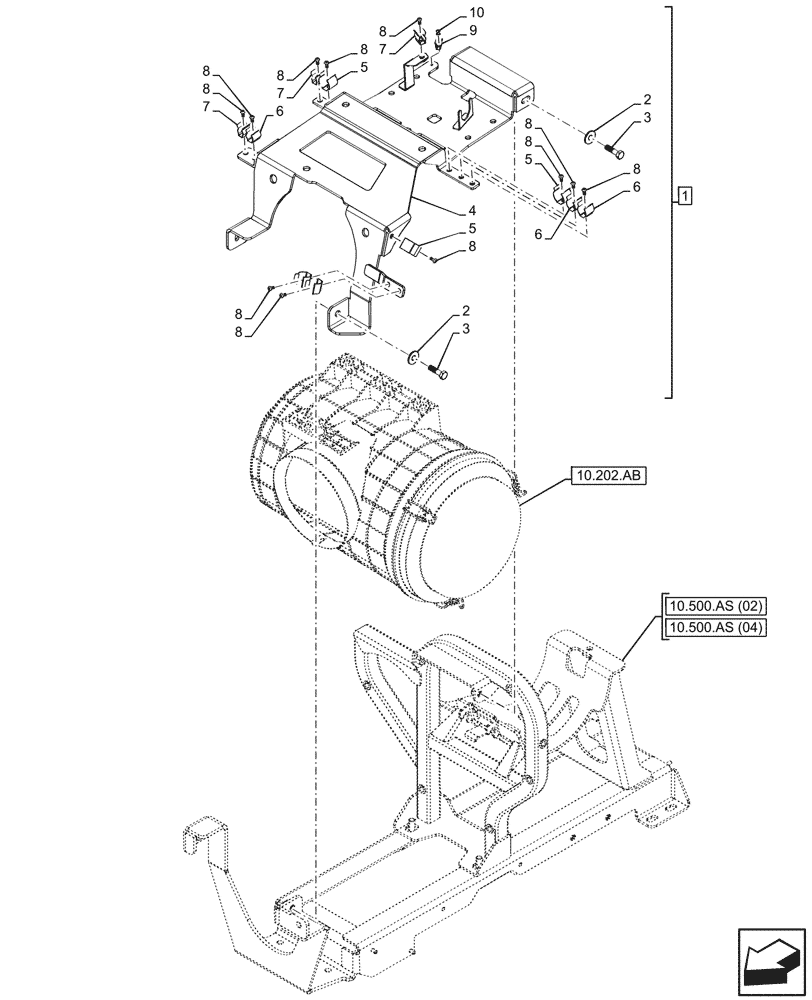 Схема запчастей Case IH MAXXUM 115 - (10.202.AH) - VAR - 392194, 758400 - AIR CLEANER, SUPPORT (10) - ENGINE