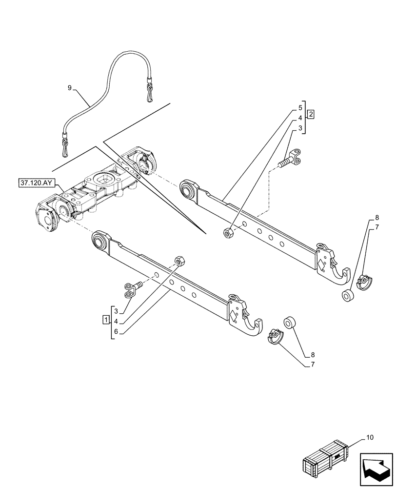 Схема запчастей Case IH MAXXUM 145 - (37.120.AO[01]) - VAR - 758454 - 3 POINT HITCH, REAR, LOWER LINK (37) - HITCHES, DRAWBARS & IMPLEMENT COUPLINGS