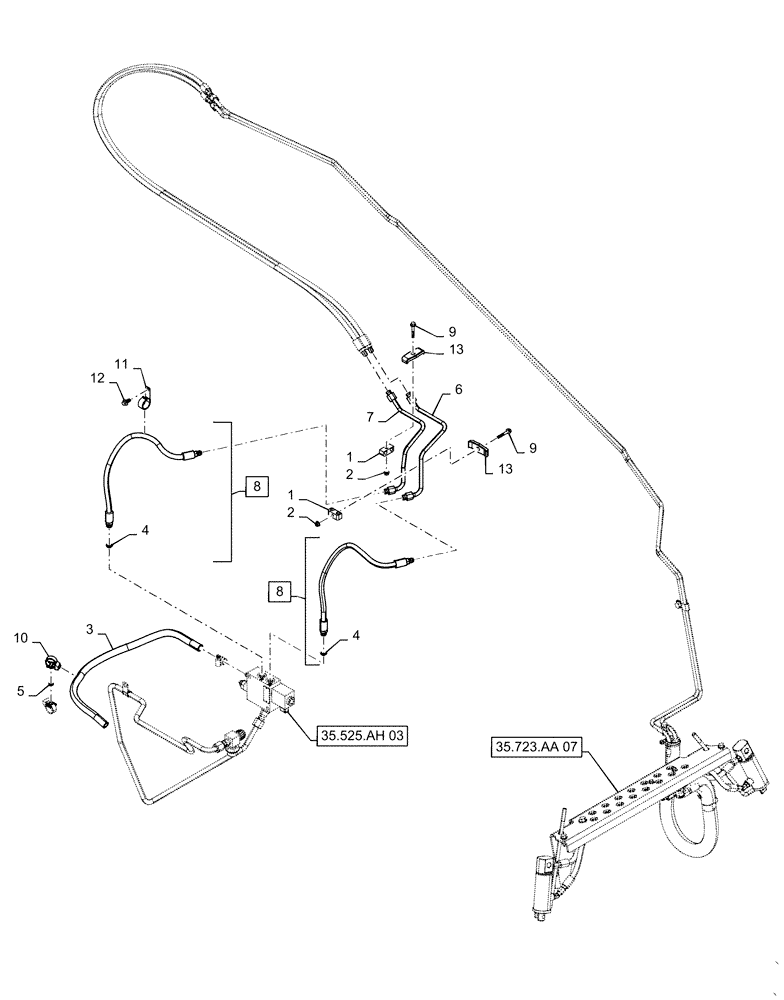 Схема запчастей Case IH TV380 - (35.734.010) - HYDRAULIC RELEASE COUPLER, CHASSIS PLUMBING (35) - HYDRAULIC SYSTEMS