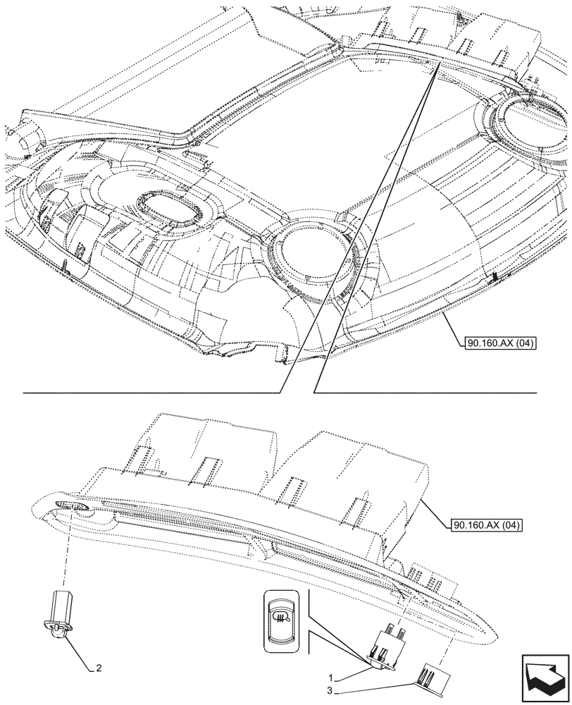 Схема запчастей Case IH MAXXUM 150 - (55.512.AH) - VAR - 743710, 758623 - TELESCOPIC EXTERNAL REAR VIEW MIRROR, SWITCH (55) - ELECTRICAL SYSTEMS