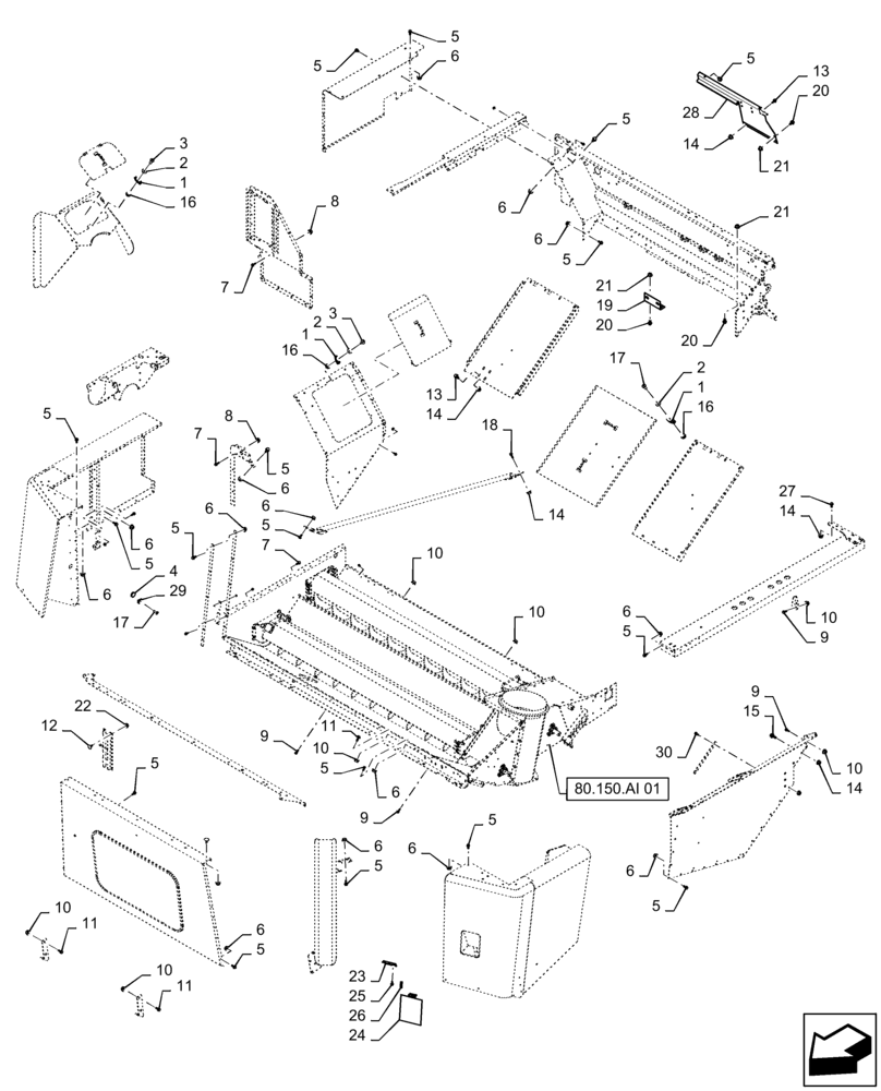 Схема запчастей Case IH 7230 - (80.150.AR[02]) - VAR - 425252, 425369, 722513, 722763 - GRAIN TANK, STANDARD , FASTENER, BSN YDG222004 (80) - CROP STORAGE/UNLOADING