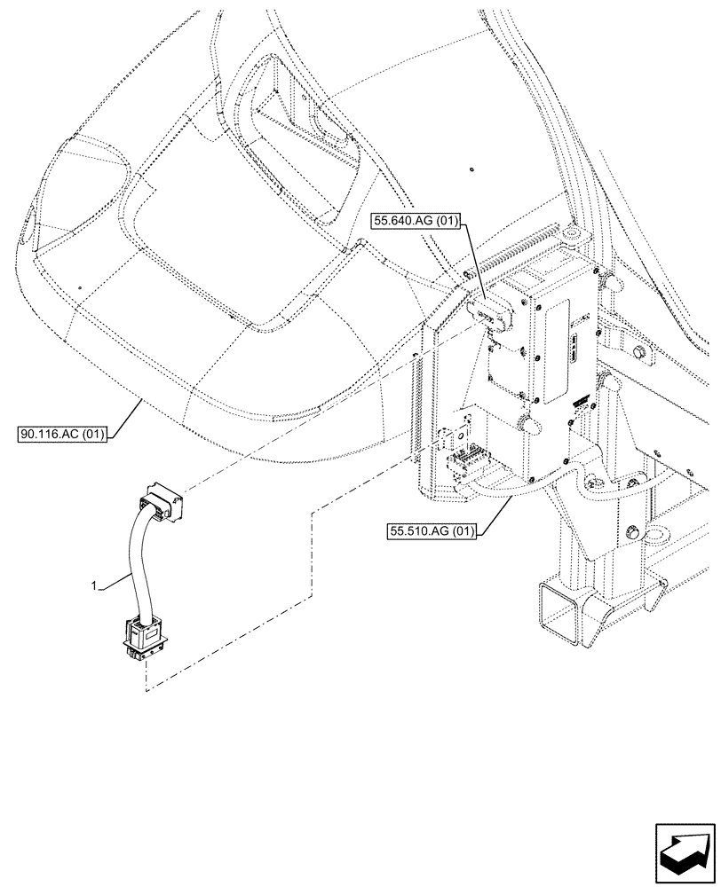 Схема запчастей Case IH MAXXUM 145 - (55.031.AB) - VAR - 391153, 743707, 743708, 743777 - PARKING LOCK, HARNESS (55) - ELECTRICAL SYSTEMS