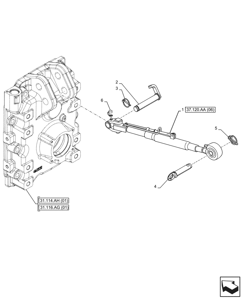 Схема запчастей Case IH MAXXUM 135 - (37.120.AA[05]) - VAR - 758451 - 3 POINT HITCH, REAR, TOP LINK (37) - HITCHES, DRAWBARS & IMPLEMENT COUPLINGS