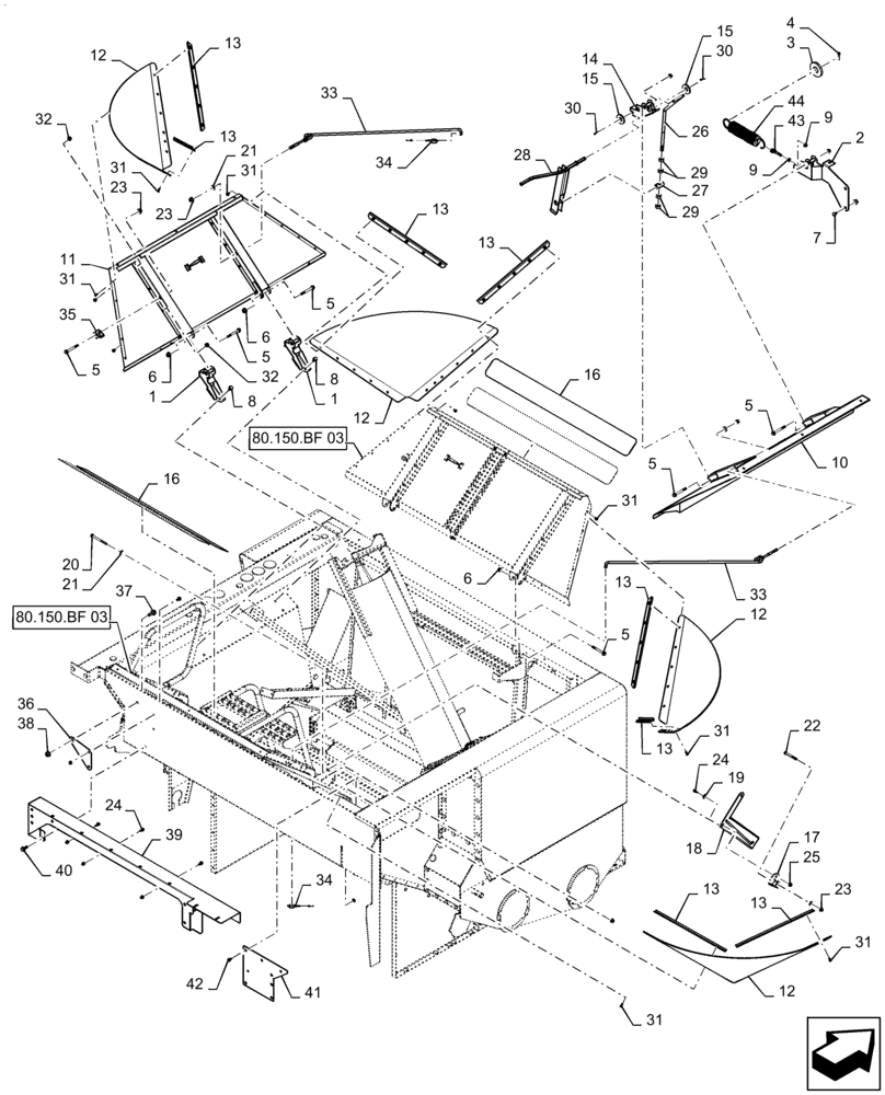 Схема запчастей Case IH 5140 - (80.150.BG[01]) - VAR - 425466, 425470 - GRAIN TANK EXTENSION (80) - CROP STORAGE/UNLOADING