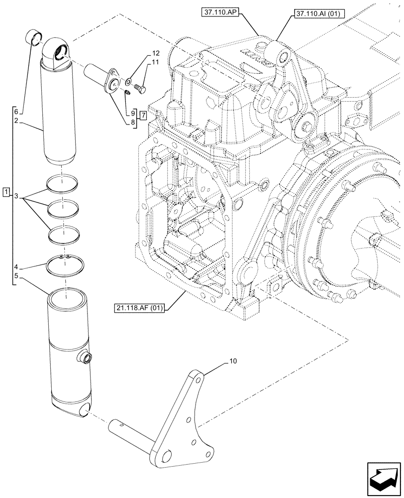 Схема запчастей Case IH MAXXUM 135 - (35.116.AH[02]) - VAR - 743811 - 3 POINT HITCH, HYDRAULIC CYLINDER (35) - HYDRAULIC SYSTEMS