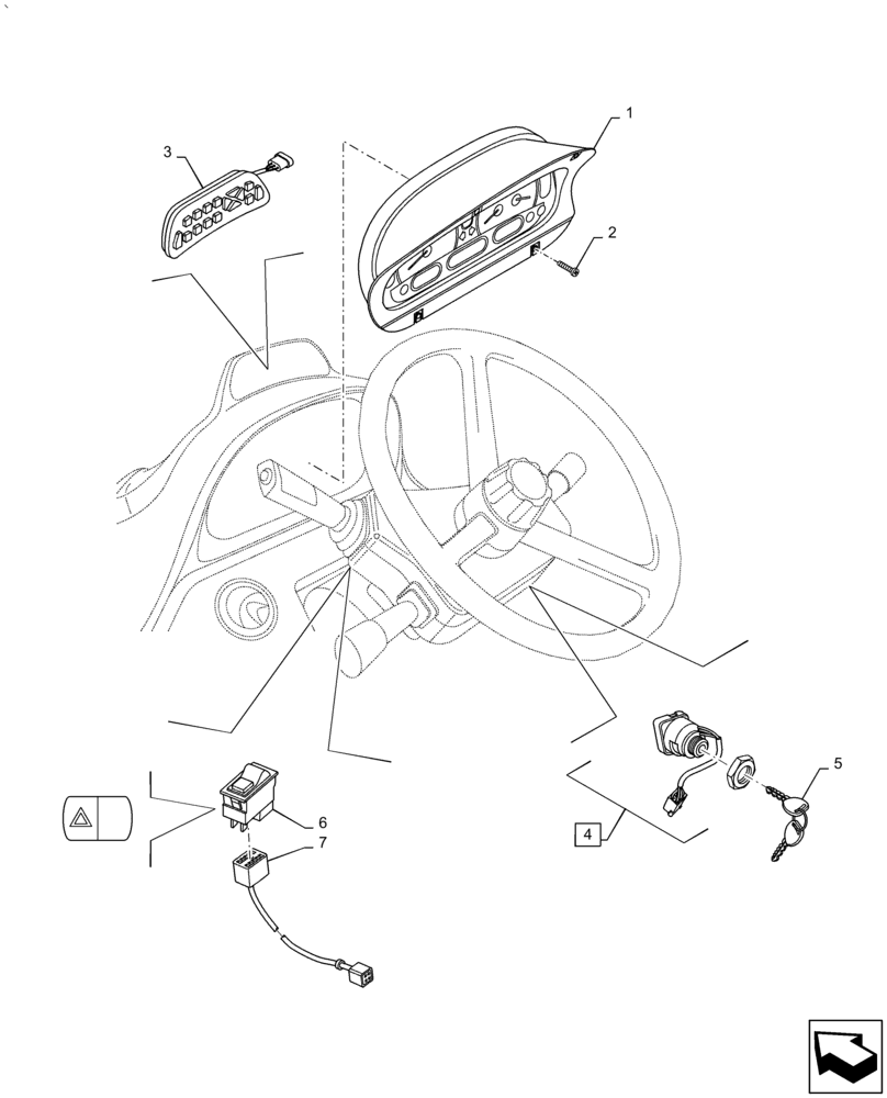 Схема запчастей Case IH PUMA1854 - (55.512.BQ[02]) - INSTRUMENT CLUSTER, KEYPAD, KEY IGNITION AND HAZARD SWITCH (55) - ELECTRICAL SYSTEMS