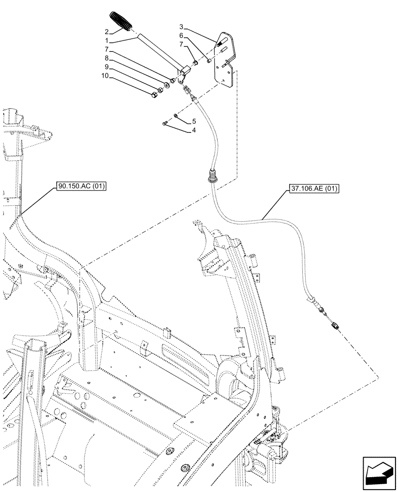 Схема запчастей Case IH MAXXUM 135 - (37.106.AG[01]) - VAR - 758458, 758459, 758460 - AUTOMATIC HITCH, TIE-ROD, HANDLE (GERMANY) (37) - HITCHES, DRAWBARS & IMPLEMENT COUPLINGS